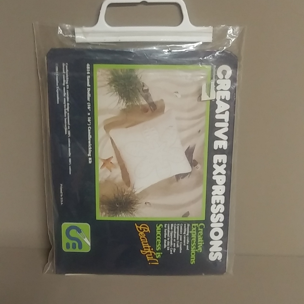 Creative Expressions Candlewicking Craft Kit Sand Dollar Throw Pillow NIP